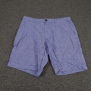 Banana Republic Shorts Mens 35 Blue Linen Blend Aiden Casual Chino Flat Front